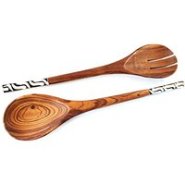 SALAD SERVERS LARGE WOOD